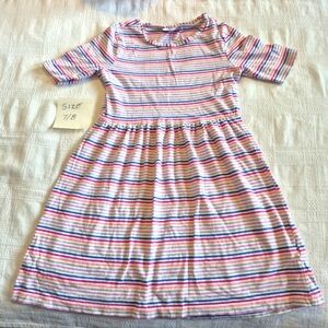 Gymboree girls size 7/8 or Medium white with multi stripe short sleeve dress